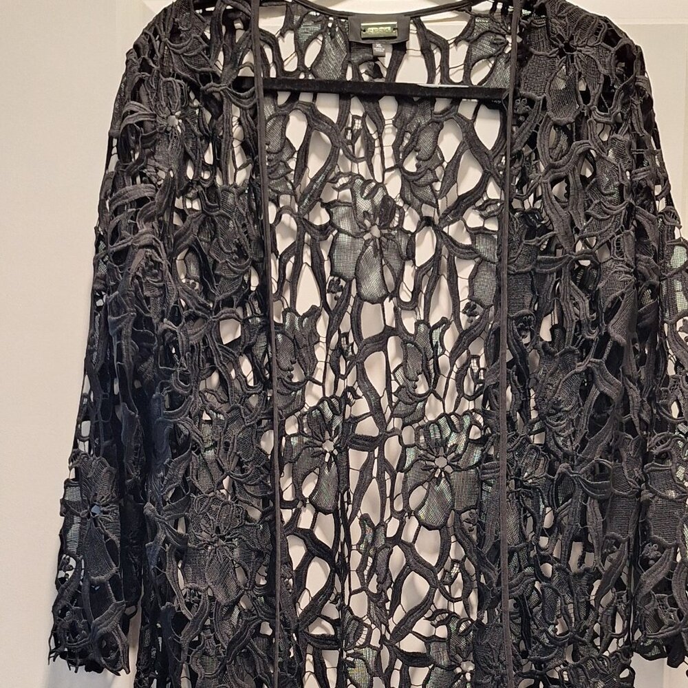 Lightweight crochet type duster, black, XL